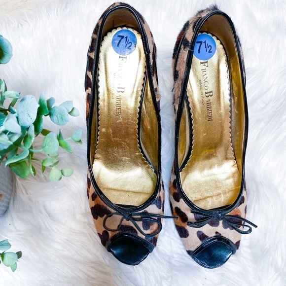 2/$20 Franco Barbieri Leopard Haircalf Peep-Toe - Picture 4 of 10